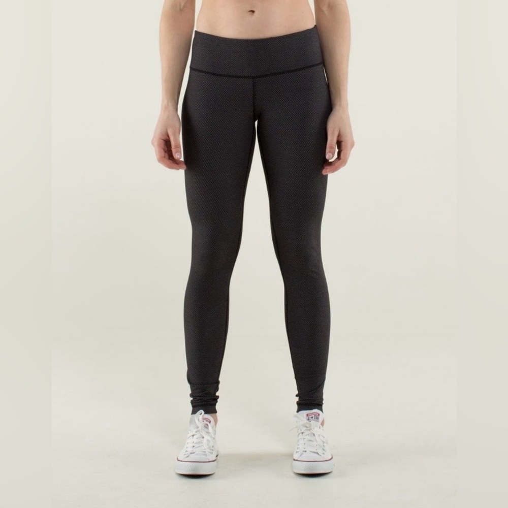 2014 Lululemon Wunder Under Pant Legging Diamond Dot Black White Size 10 - Picture 2 of 10